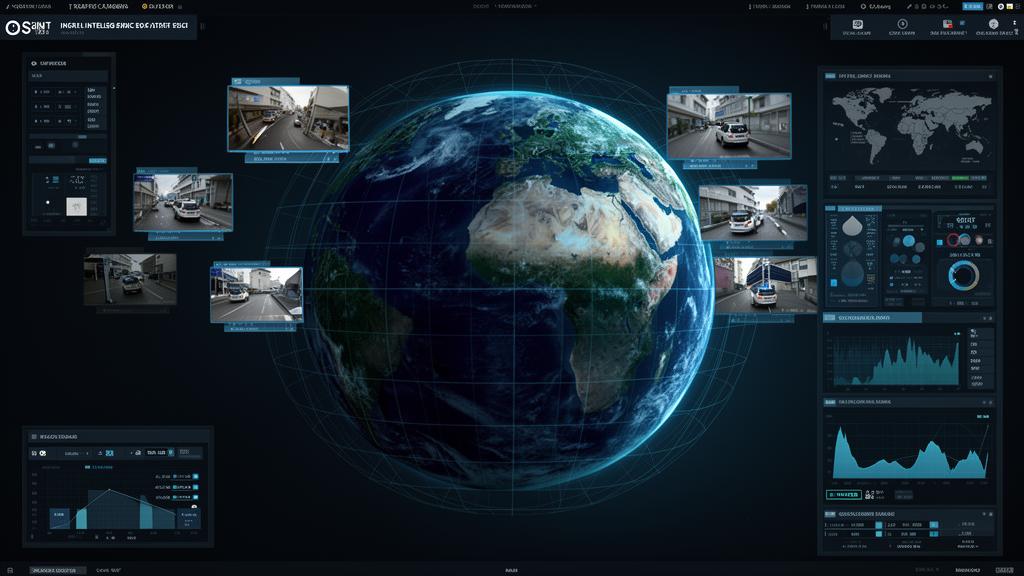 World map intelligence preview with camera overlays
